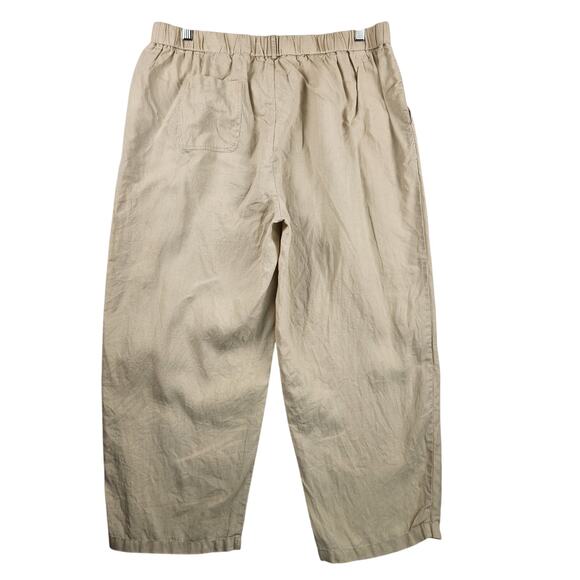 Quince 100% European Linen Pants Women’s SZ XL Beige Cropped Pockets - Picture 2 of 12